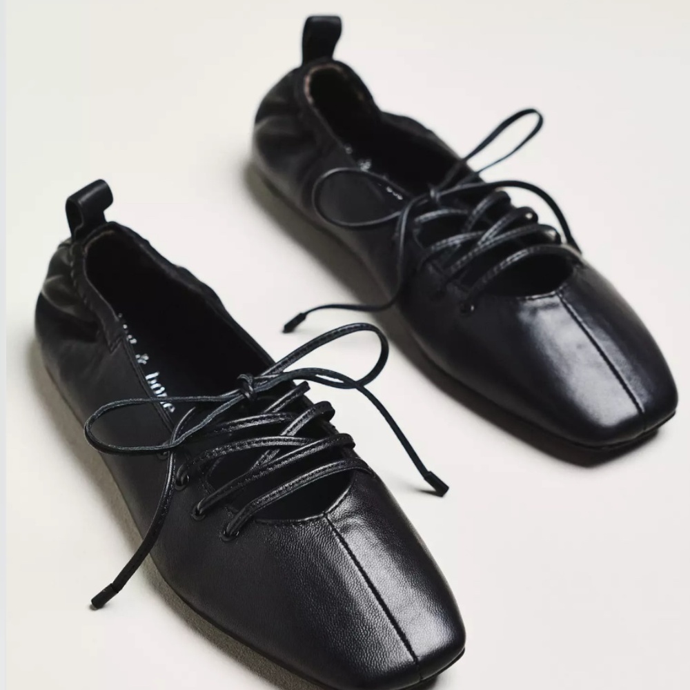Rag and Bone Sophia Lace-Up Leather Flats 37